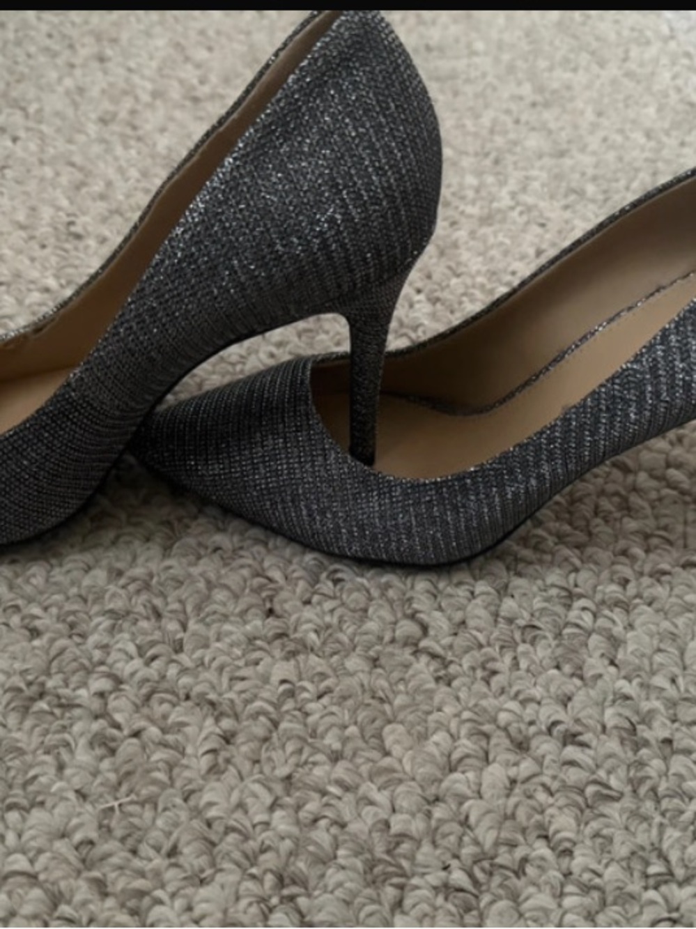 Michael Kors Sparkle Pointed-Toe High Heels in Charcoal Gray